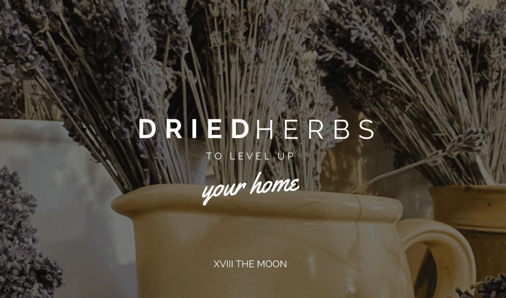 A banner with dried lavender and Text upon it.
