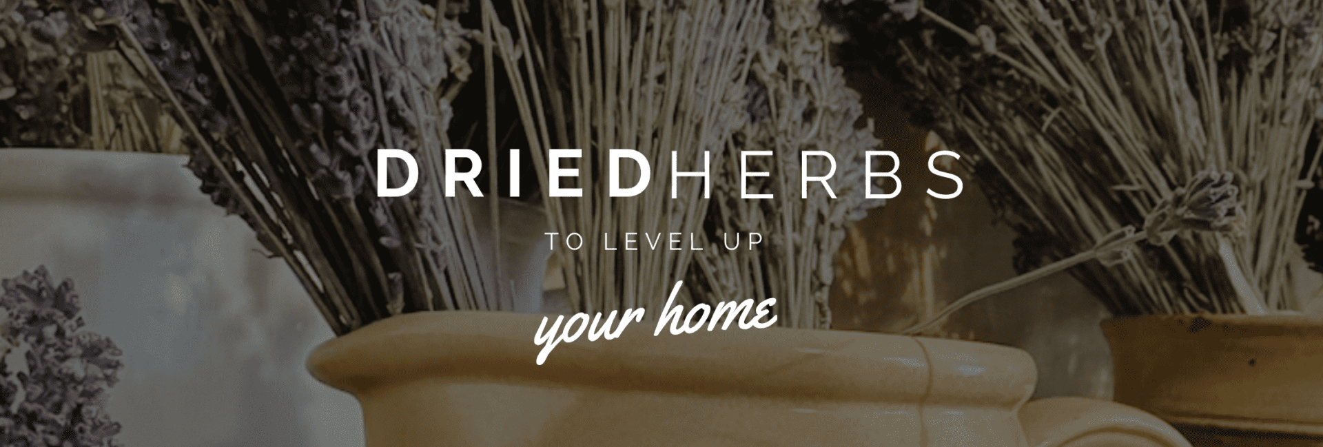 A banner with dried lavender and Text upon it.