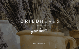 A banner with dried lavender and Text upon it.